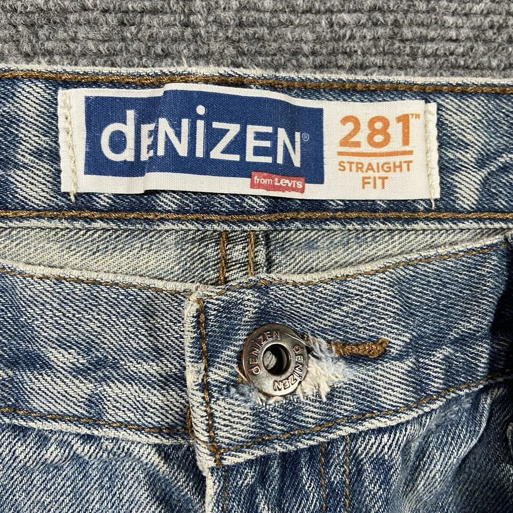 Levis Denizen 281 Jeans Mens Size 38x32 Straight Fit Light Wash‎ Blue Denim